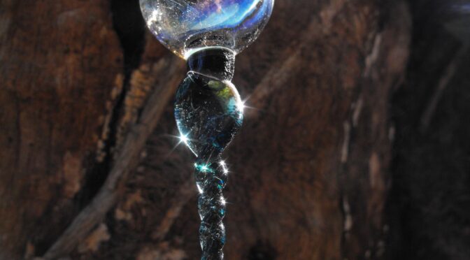Silver Fumed – Blown Glass Ornament – Lake Green Icicle